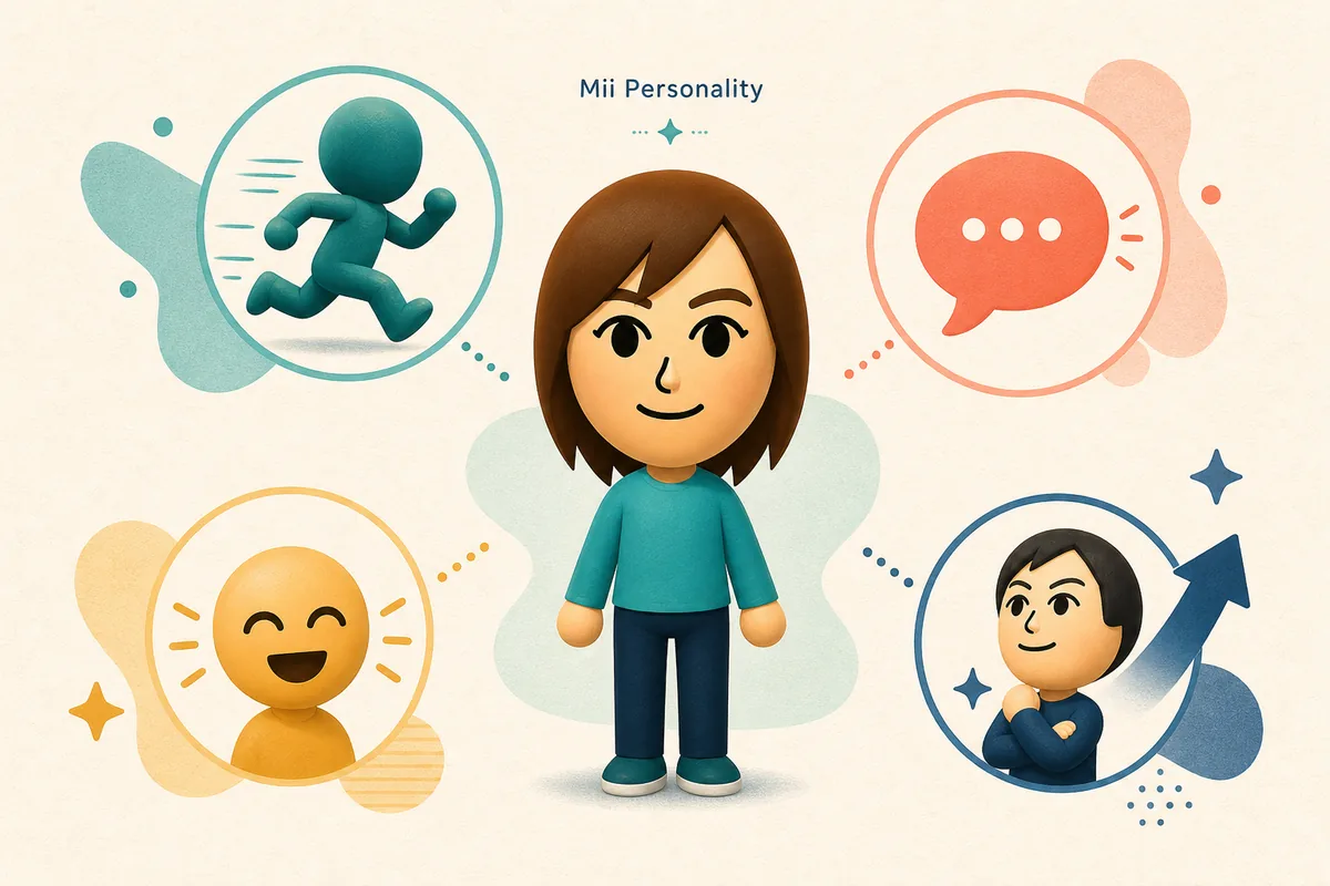 Conceptual illustration of a Mii personality profile with four trait directions